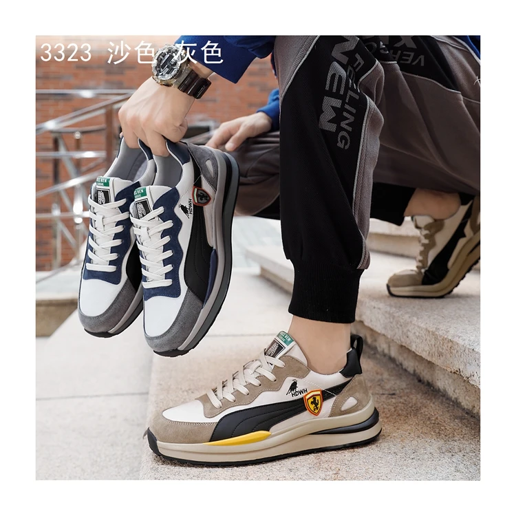 

Top Layer Leather and Swede Leather Casual Shoes Sneakers Comfortable Breathable Shock-Absorbing Lightweight Running Men's Shoes