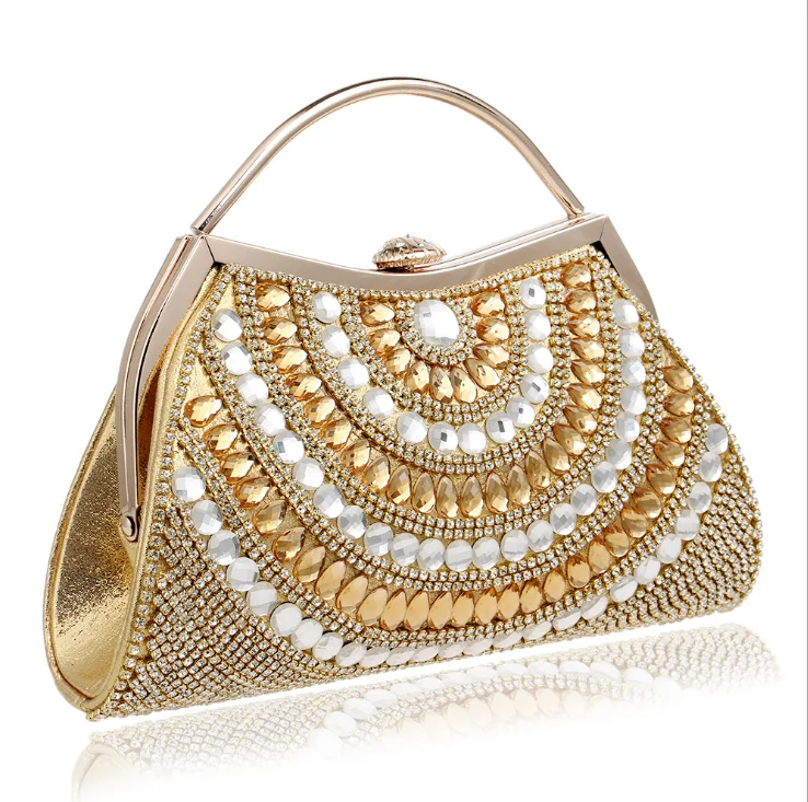 

Hot selling women luxury party purse phone bag fashion ladies crystal beaded clutch evening bag