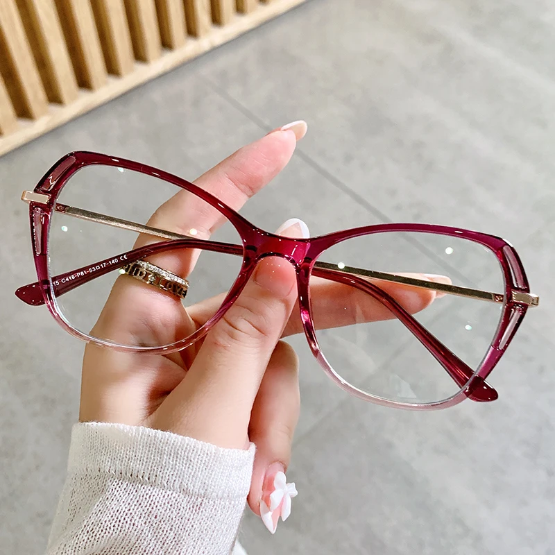 

New Designer Female Cat Eye Frames Anti Blue Light Eyewear Optical Eyeglass Glasses Gift Sets For Women, Picture shows or customized