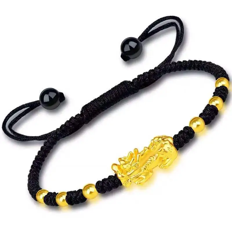 

Feng Shui Obsidian Stone Beads Bracelet Men Women Unisex Wristband Pixiu Wealth and Good Luck Women Jewelry Bracelet