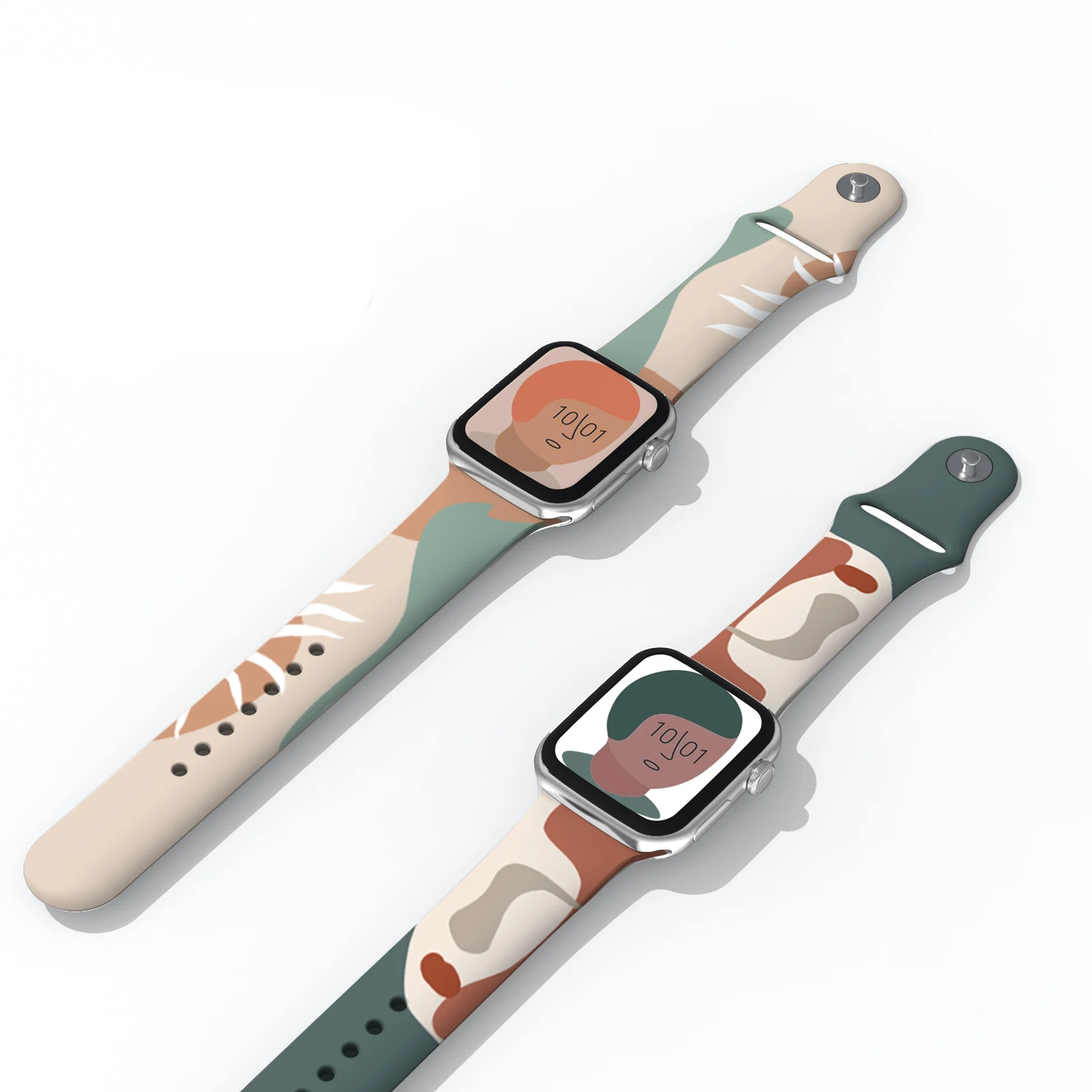 

CH06 Morandi Designer Luxury Custom Sport Printed Silicone Rubber Watch Band Straps For iWatch apple watch se 6 5 4, 7 colors