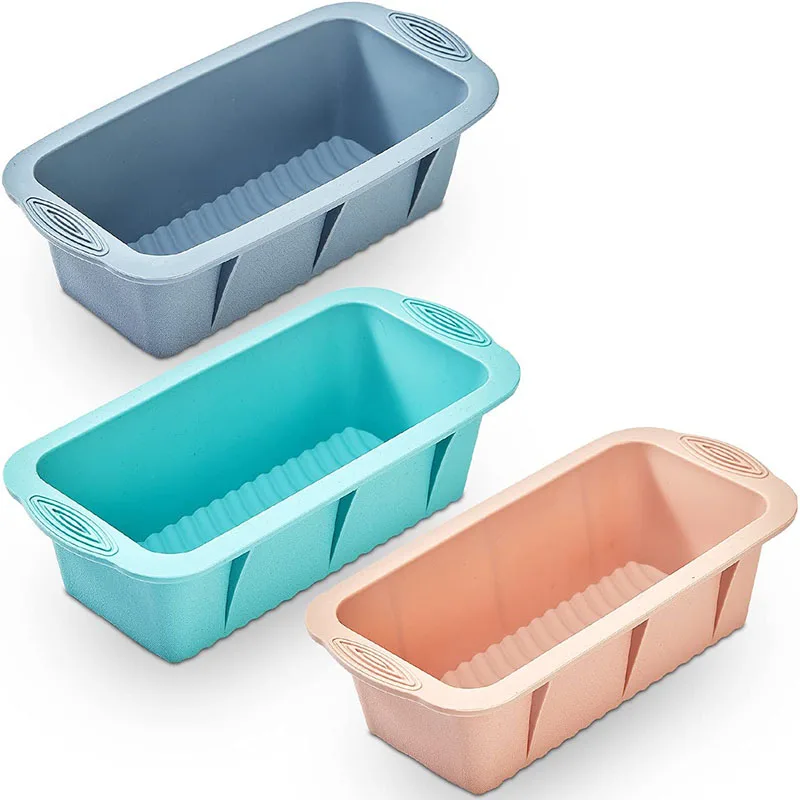 

Silicone Bread Loaf Pan Nonstick Toast Mold Food Grade Bread Baking Mold, Blue pink grey