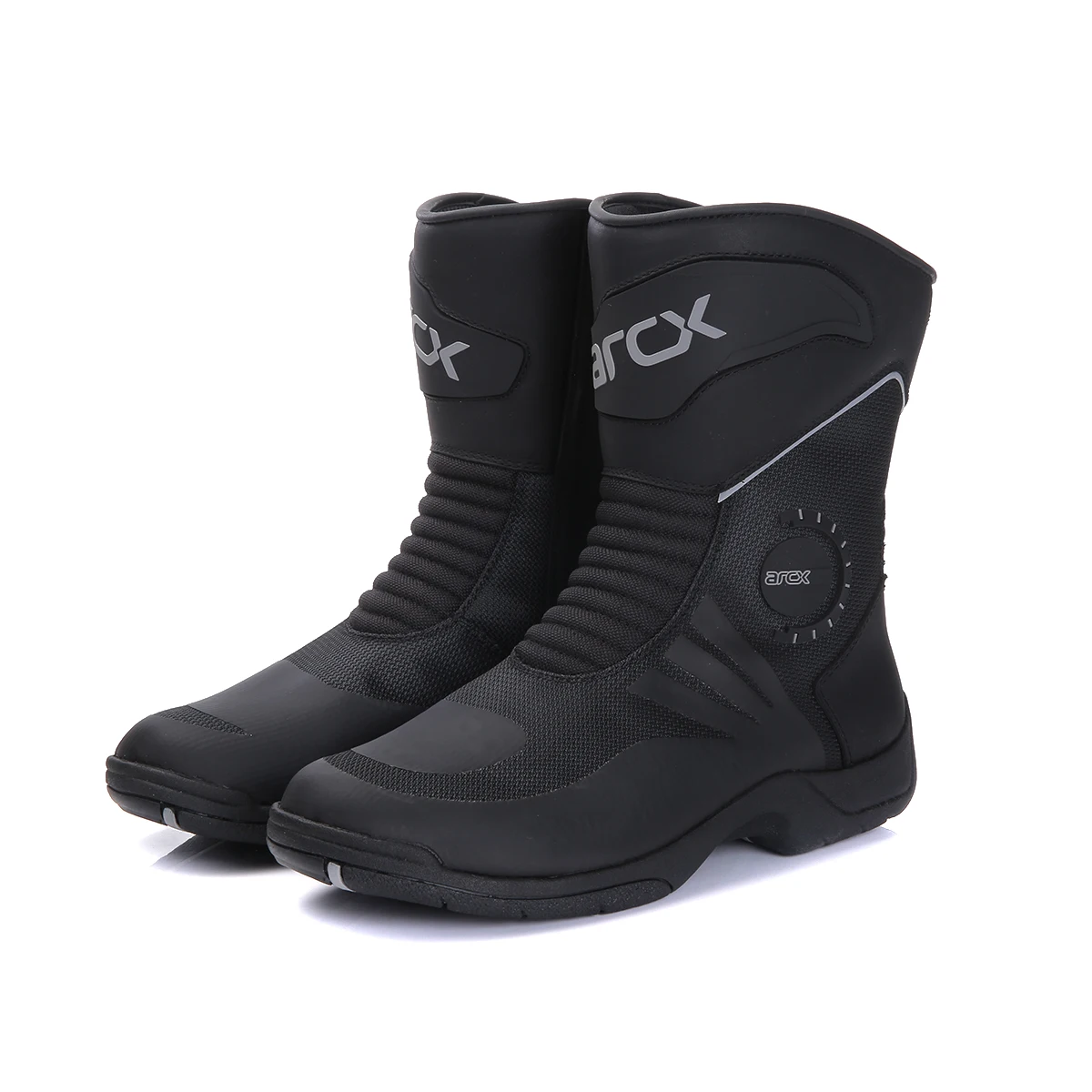 

arcx Black Oldschool Cowhide Leather & Anticut Waterproof Sports Biker Shoes for Men/ Cool Classic Style Motorcycle Riding Boots