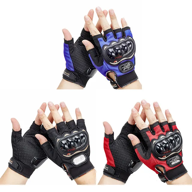 

Hot Sale Outdoor Fingerless Motorcycle Cycling Gloves for Power sports Racing unisex(4 sizes and 3 colors), Black, red, blue