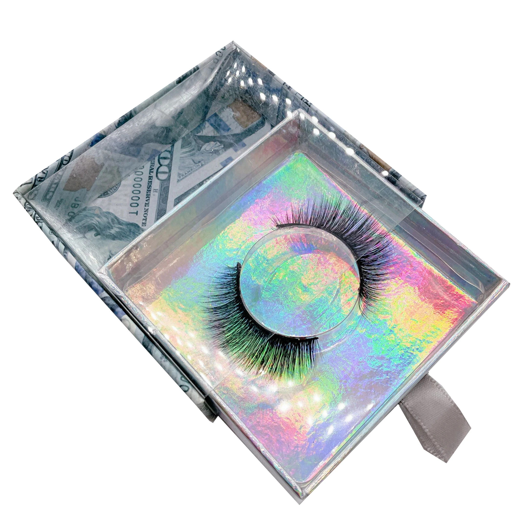 

natural fluffy mink faux mink 3d eyelashes with eyelash cases, Black color