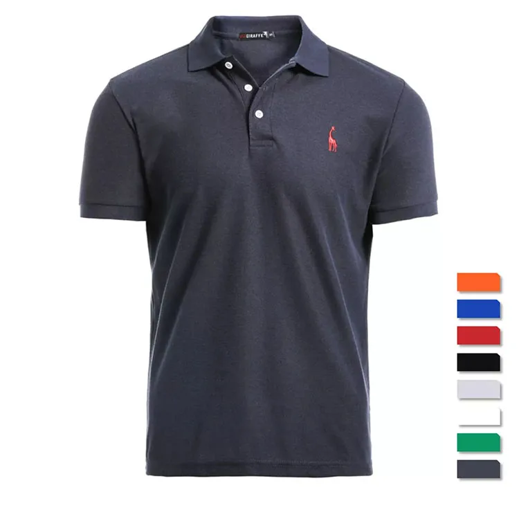 

High Quality Mens Casual Deer Embroidery Cotton Polo shirt Men Short Sleeve Men's Polo Shirt