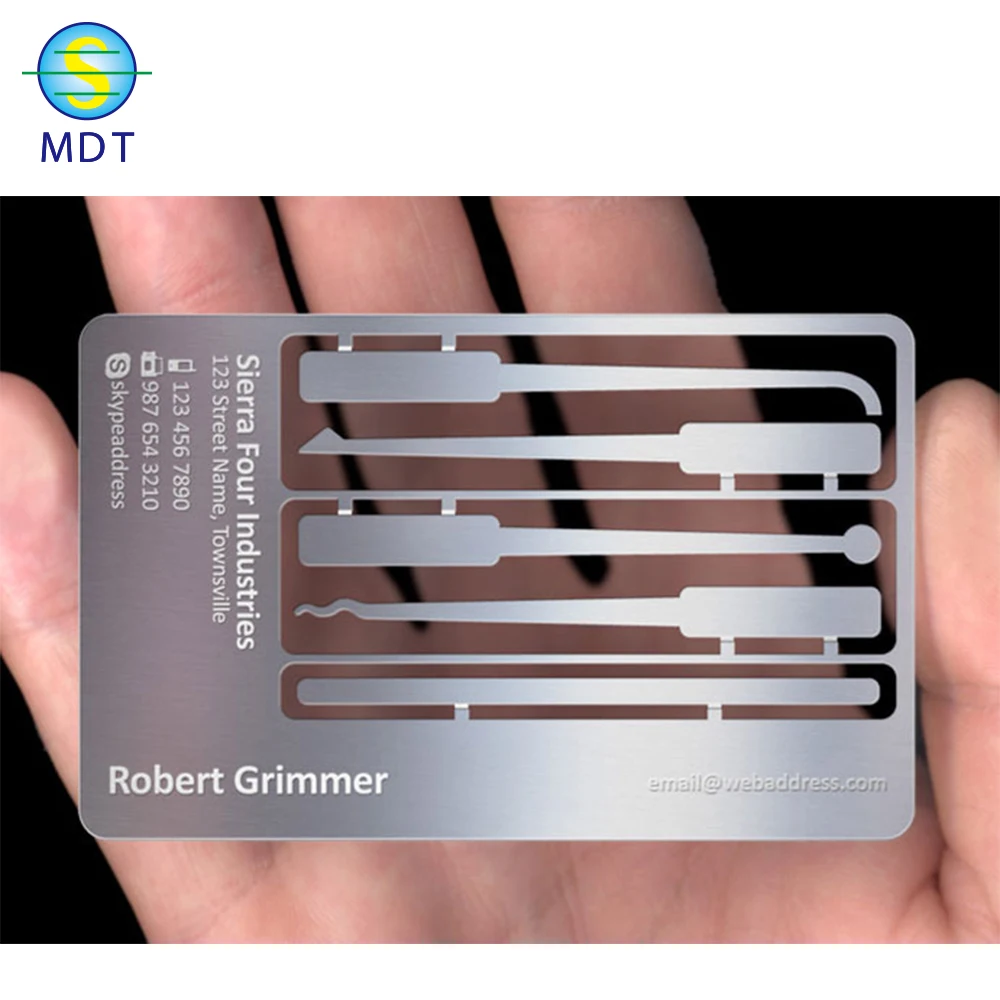 

MDT laser cut out and engraving metal business card, Rose gold,gold,silver,black,or customized