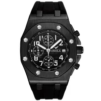 

Hot sell men's watch silicone belt waterproof multi-function quartz onola watch