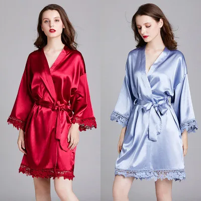 

2020 arrivals Ladies Sexy Silk Satin Bridal Robes For Women's satin sexy short bridal robe wholesale bathrobe gown