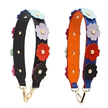 

MeeTee B-S012 58cm Custom Hand Bag Strap Colorful Flowers Widened Handbag PU Handle Short Shoulder Belt Bags Accessories