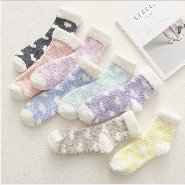 

2019 new Coral fleece Winter socks keep warm lovely women Sleep socks stockings