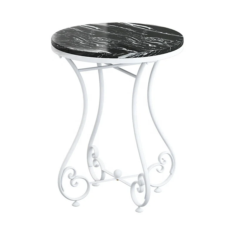 
Curved Metal Frame Base with Marble Top Side Table Housing Decoration Furniture 