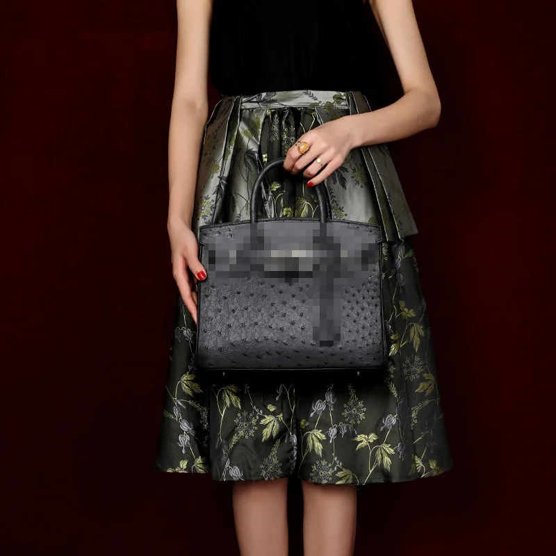 

2021 new siamese ostrich skin handbag fashion trend large capacity platinum women's bag