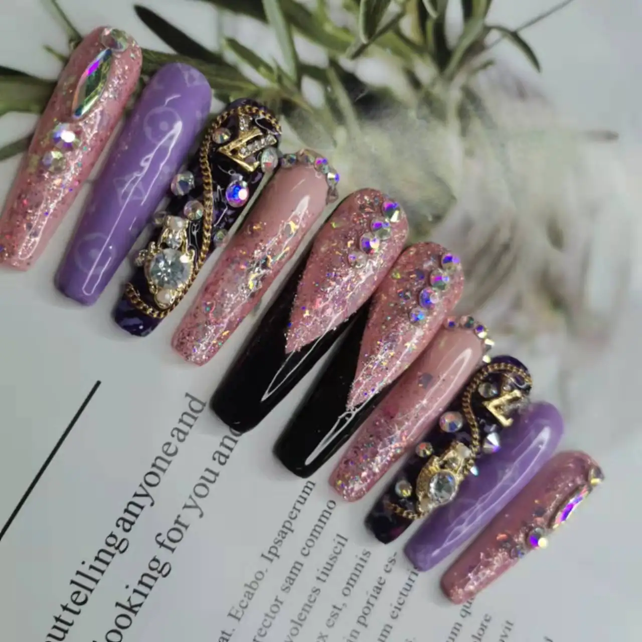 

New arrival long coffin press on nails waterproof fake nails with jelly glue 3D fake nails free shipping no MOQ