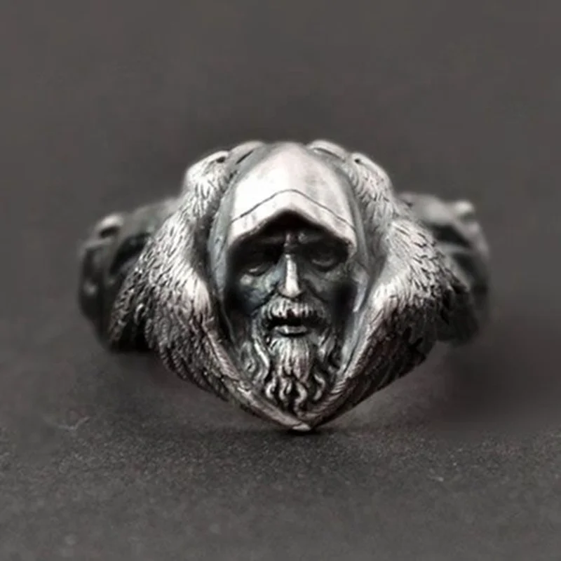 

Men's Vintage Mystic Jewelry Gandalf Ring Hades Legend Jewelry Retro Double Wolf Ring North Viking Raven Ring