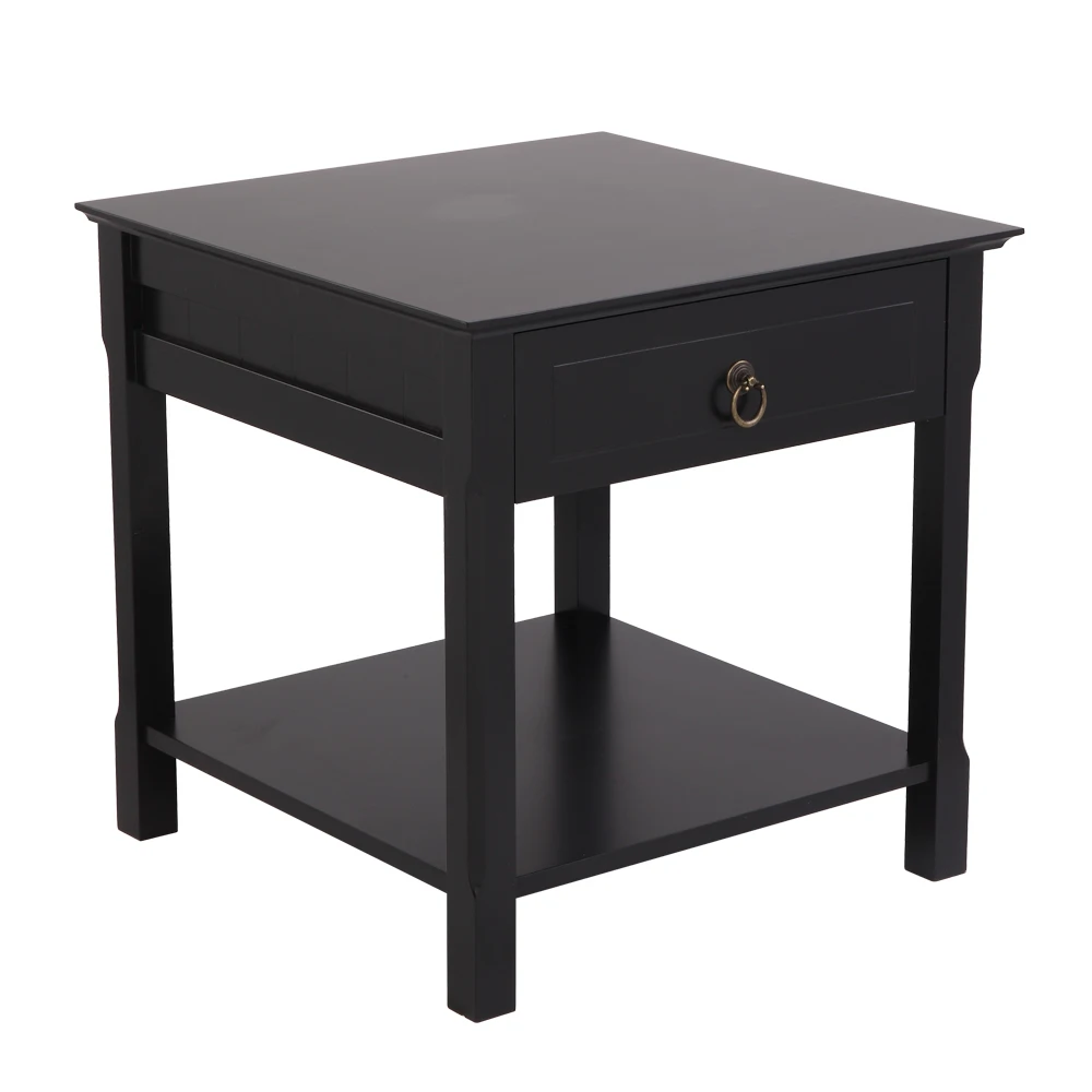 

Free Shipping Simple Black One Pump Solid Wooden Modern Bedroom Livingroom Bedside Table