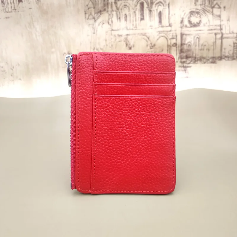 

PU Zipper Mini Business Card Case Name Card Holder High Quality IC Credit Card Holder, 8 colors as shown