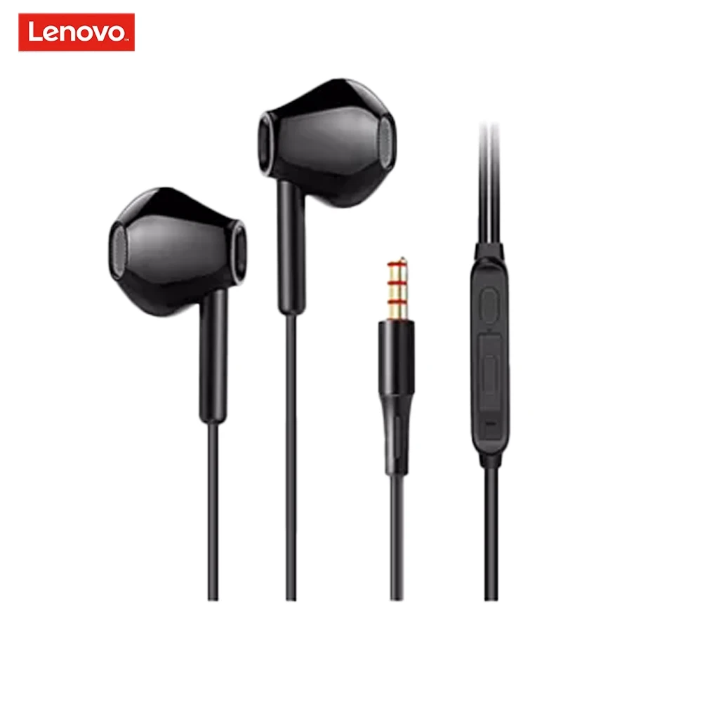 

Lenovo Original XF06 Earphones Wired 3.5mm Stereo Music Headset Wired Gaming Earphone With Mic Gamer Volume In-line Control, Black, white