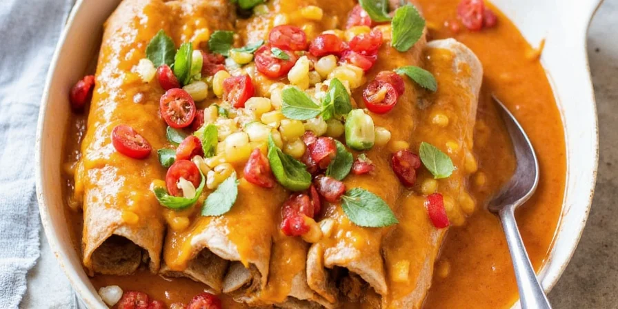 Close-up of colorful spices used in enchiladas