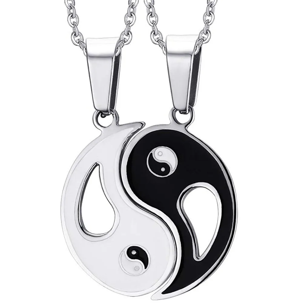 

Fashionable Painted Tai chi Symbol Pendant Necklace Stainless Steel Necklace Women Men yin yang Necklace, Picture