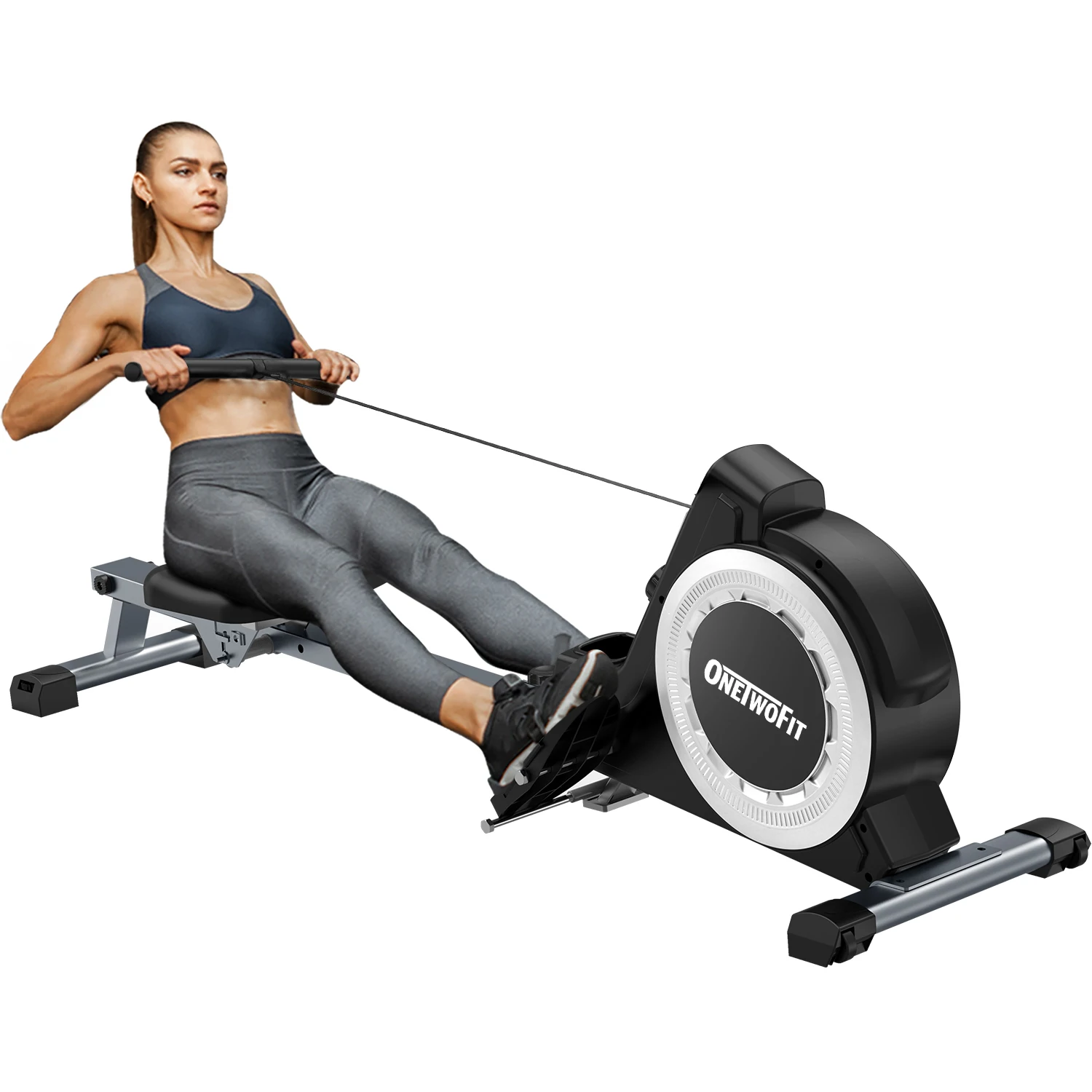 

Onetwofit Gym Equipment household Fitness Indoor Rower Folding Exercise Magnetic Seated Air Rowing Machine With Screen
