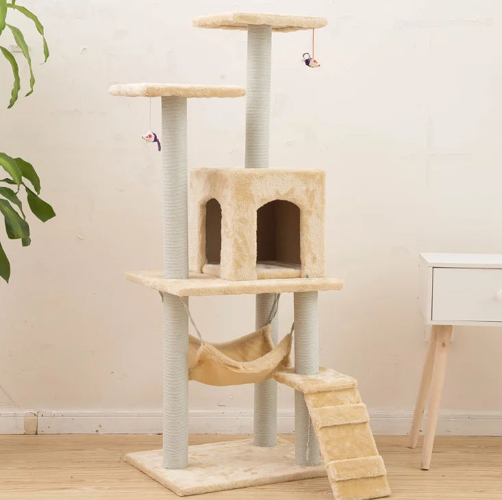 

Multi-Level Cat Tree Stand House Furniture Kittens Activity Tower Cat Climbing Frame with Scratching Posts Kitty Pet Play House