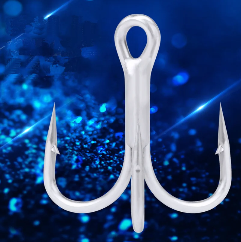 

TOPIND 10pcs/bag round 4x treble hook bulk treble hook high carbon steel treble hook, Matte tin