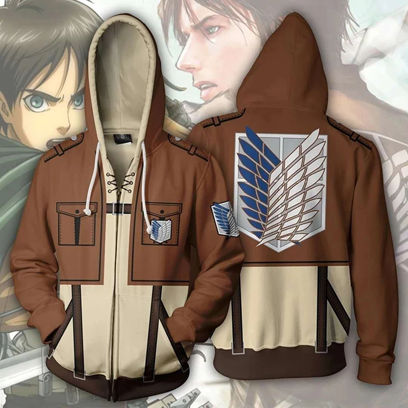 

Anime Attack On Titan hoodie Jacket Shingeki no Kyojin Legion Eren Cosplay Costume Sportswear Sweatshirts Zipper Hoodies, As show
