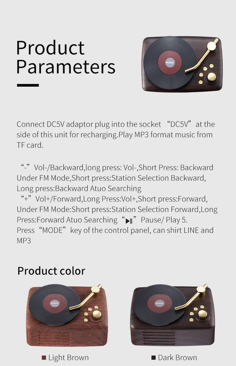 Sikenai CD Retro Bluetooth Speaker Support TF U Disk Aux FM Sound Wireless Bluetooth Speaker Portable - ANKUX.COM