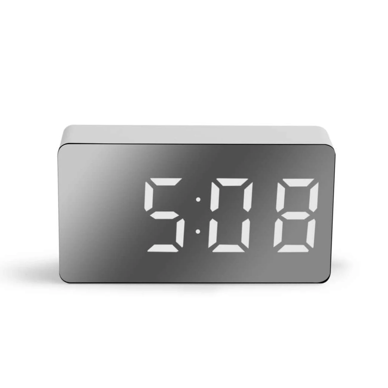 

LED Mirror Digital Alarm Snooze Table Clock Wake Up Mute Calendar Dimmable Electronic Desktop Clocks Home Decoration