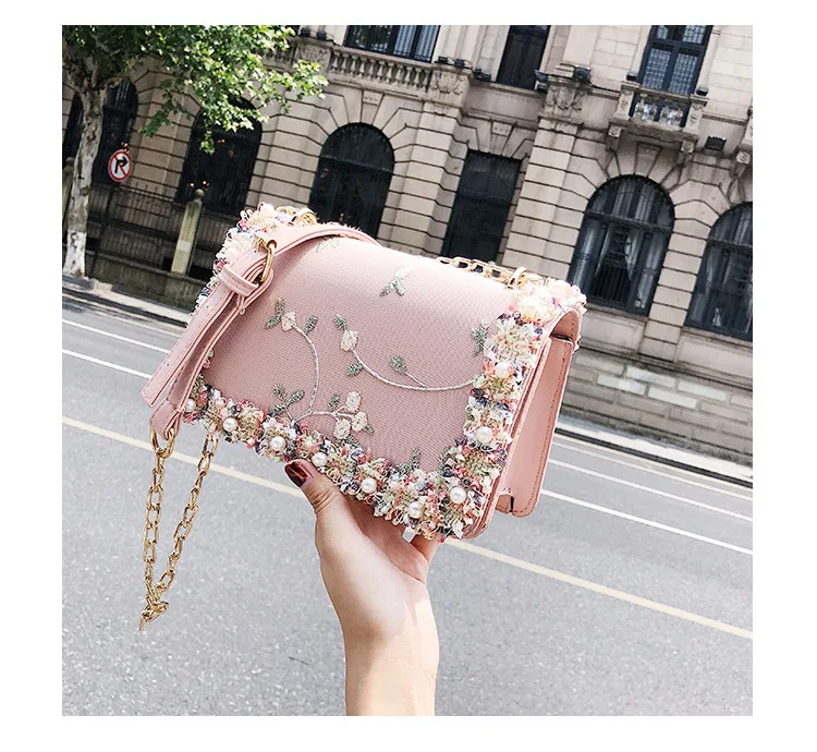 

2021 Wholesale Small Square Flower Shoulder Handbags for Women Shoulder Bag