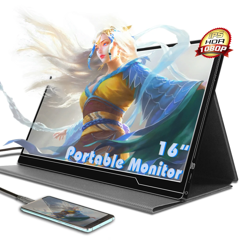 

16 inch Gaming portable display Full View Type-c 3.1 Protocol Usb Monitor Compatible With Portable 2 Extra Monitors For Laptop