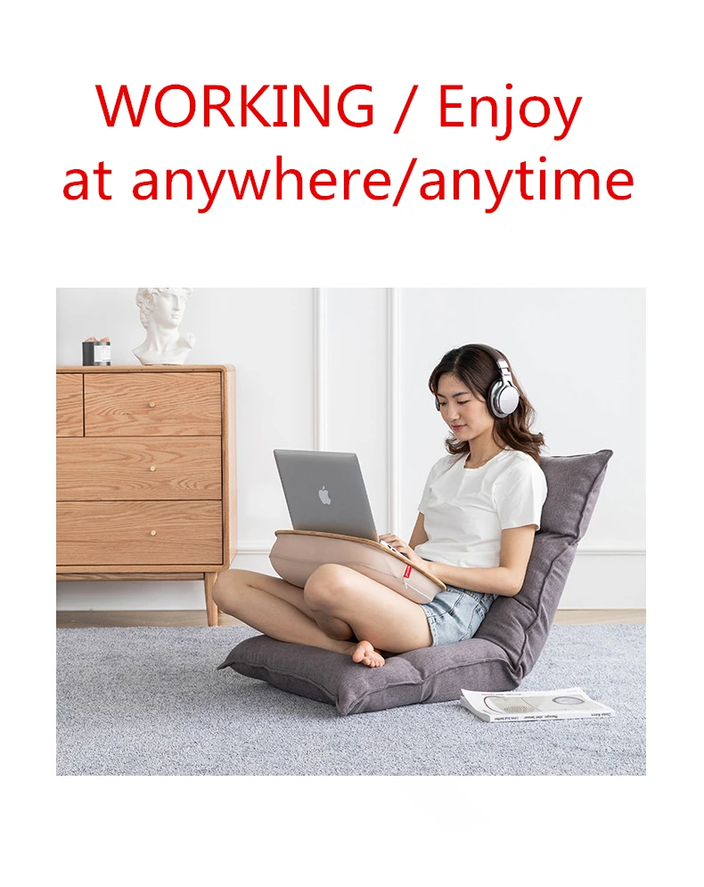 Portable Laptop Table With Bamboo Platform Phone Holder Pillow Cushion