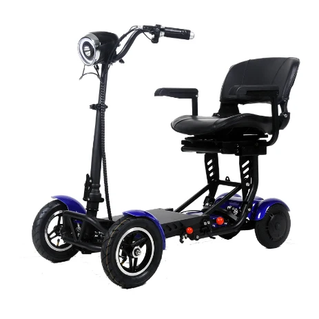 

4 wheel folding electric mobility scooter handicapped electric scooter Europe foldable elderly mobility quadricycle scooter, Open