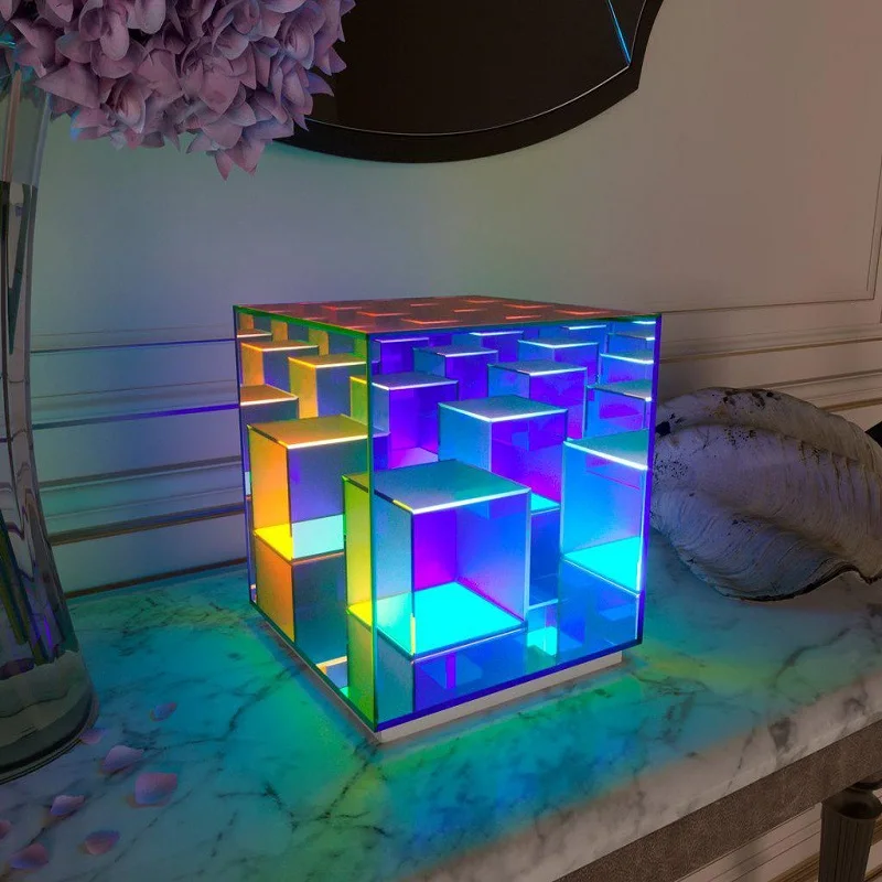 

Nordic LED Table Lamp Rubik's Cube Box USB Desk Lamp Magician Lamp Living Room Home Decoration Bedside Colored Lighting Fixtures