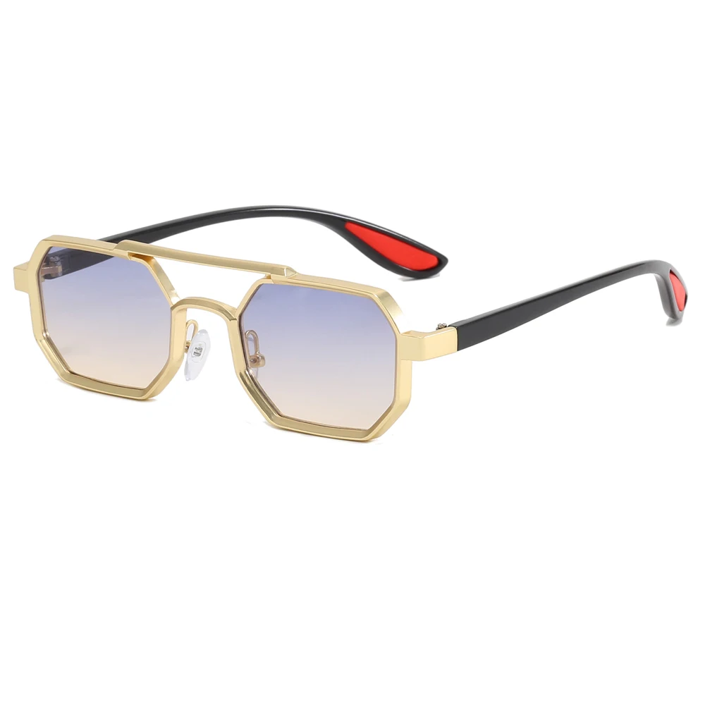 

Superhot Eyewear 52908 Fashion 2023 Polygon Steampunk Double Bridge Shades Metal Frame Sunglasses
