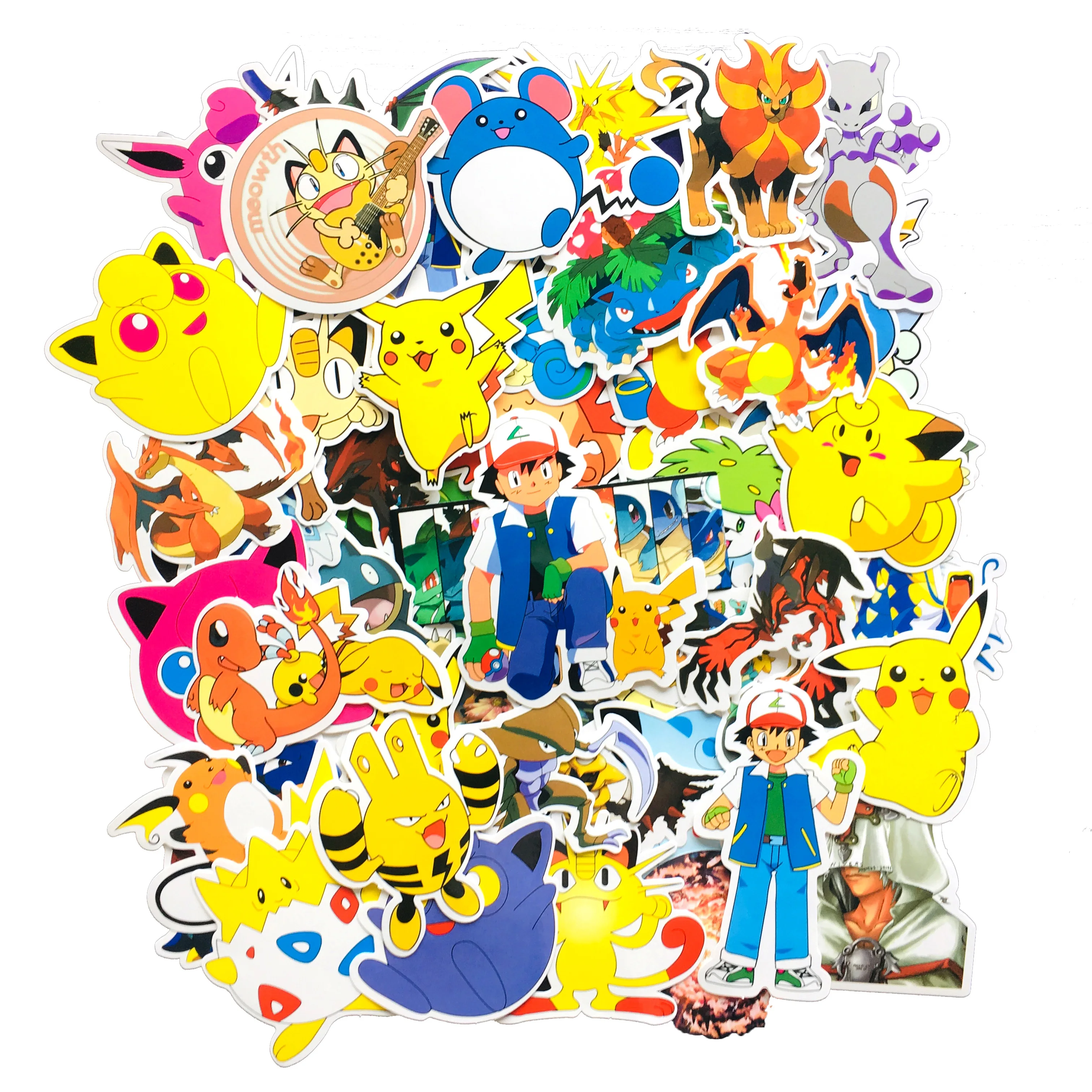 

62 pcs/bag Pokemon waterproof PVC stickers vinyl removable stickers skateboard/cup/suitcase/car/laptop stickers, Cmyk