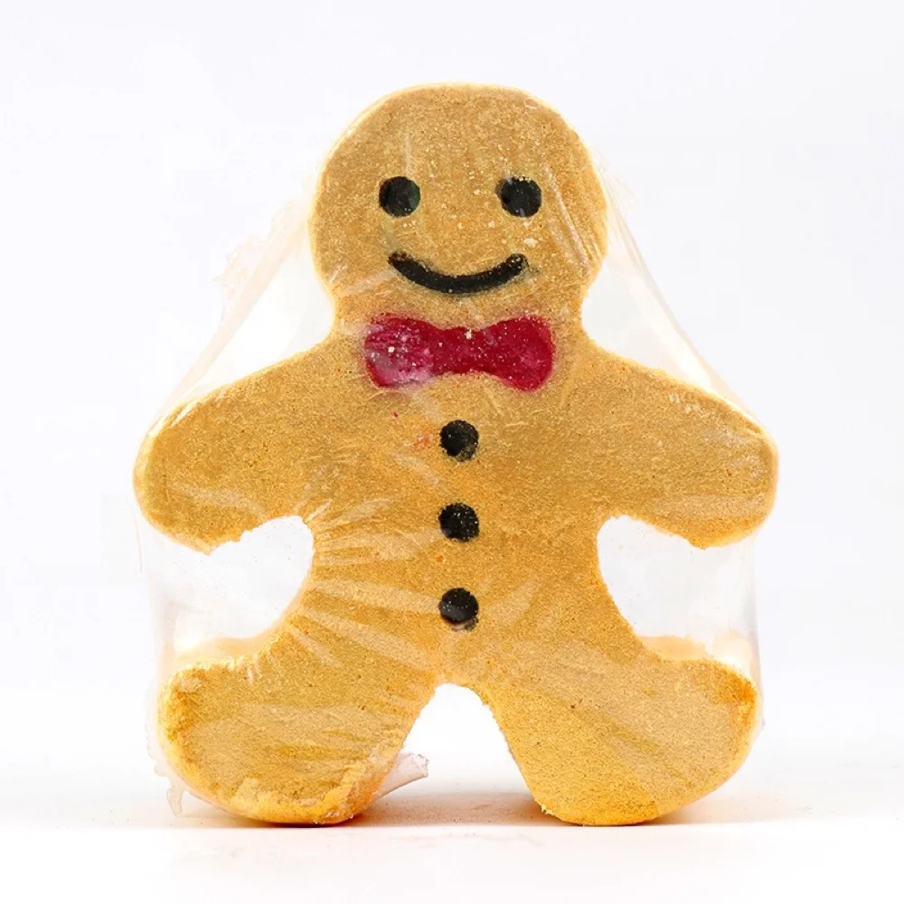 

Wholesale RTS luxurious natural oil all Natural fizzy christmas gingerbread man bath bomb, Colorful