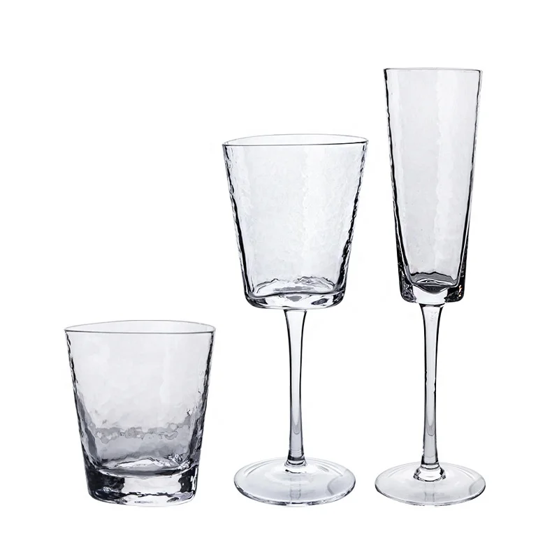 

China Luxury Unique Hand blown Bohemia Crystal Restaurant Bar Cocktail Triangle Wine GLassware Wholesale, Transparent with gold rim