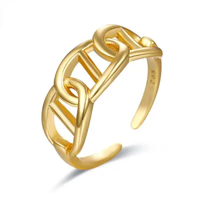 

925 Sterling Silver Pig Nose Open Ring Female Fashion Wedding Rings for Women Wedding Gifts, Gold silver