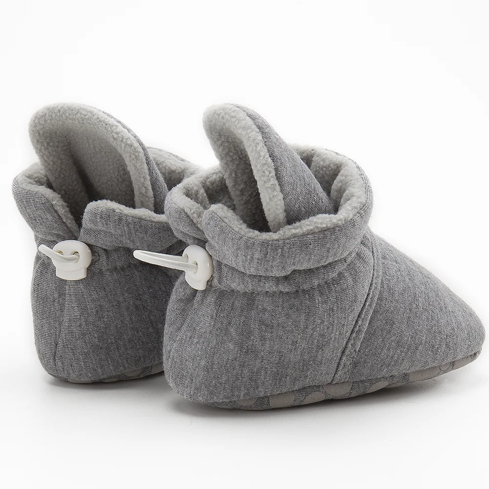 
Fashion Style cotton fabricThermal Adjustable Rope Buckle infant booties organic baby booties 