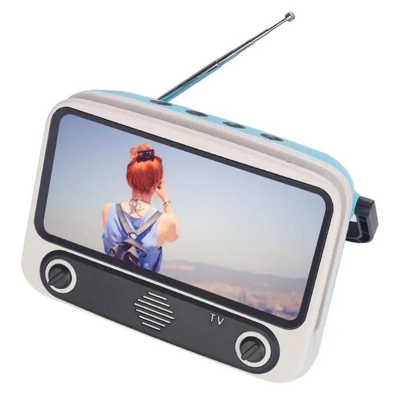 

Retro Mini Blue tooth Speaker Mobile Phone Movies TV Holder Music Player Portable Wireless Sound Box for U Disk TF Card