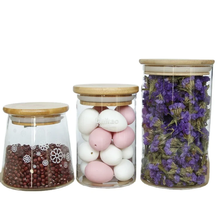 

Borosilicate Straight Glass Jar with Wooden Lid Borosilicate Glass Storage Jar
