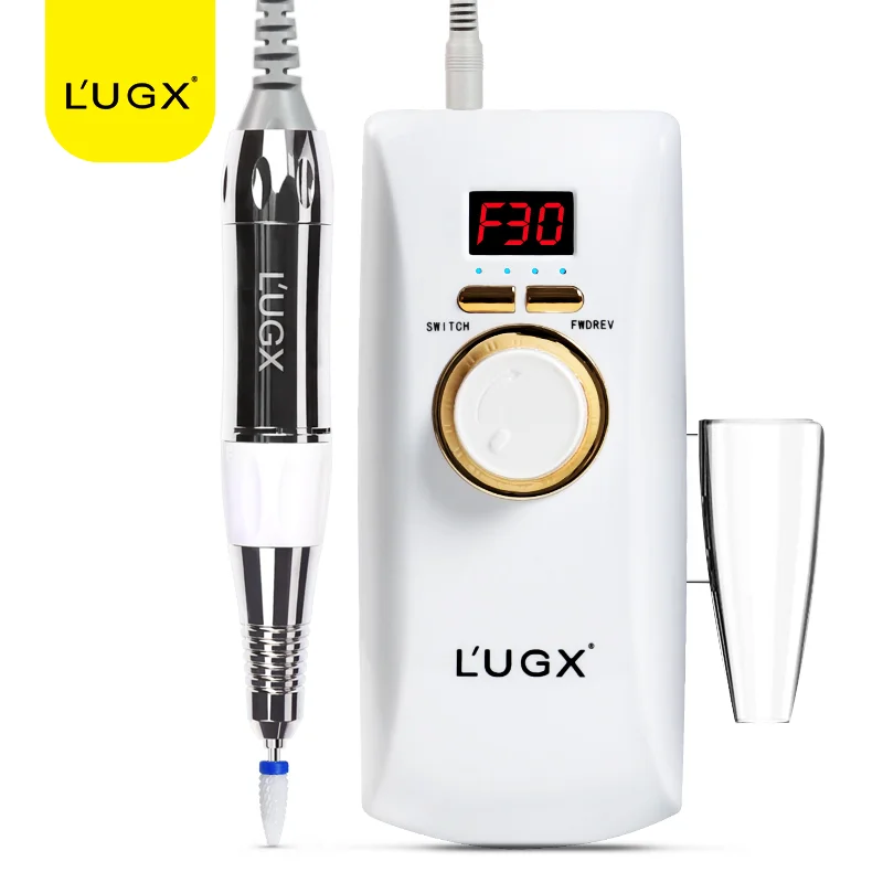 

L'UGX professional rechargeable manicure drill for nail portable electric nail drill machine, White