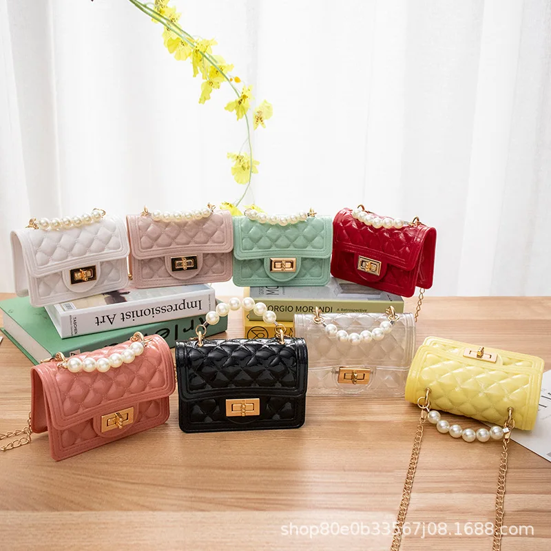 

2022Hot Sale in Southeast Asia whole sale pvc rivet jelly bags multi color kids jelly sling bag retro small jelly bags, Brown/black/white/pink/blue/red/pruple