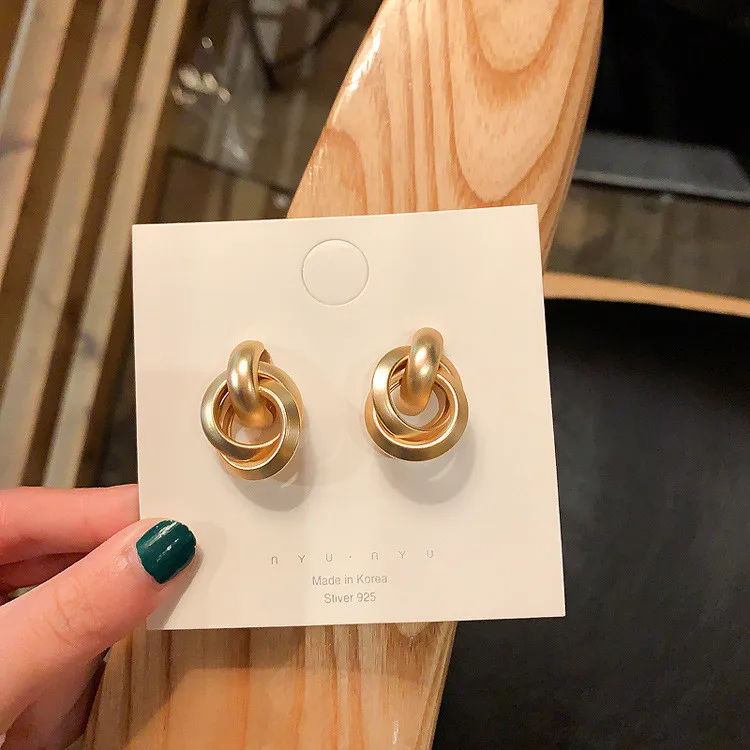 

Fashion trendy earring charms jewelry gold plated metallic earrings