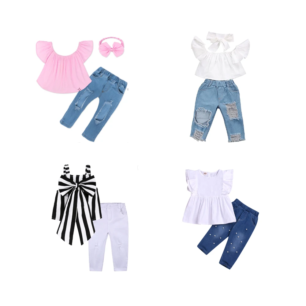 

Ruffle off shoulder set boutique clothing children kids girl clothes