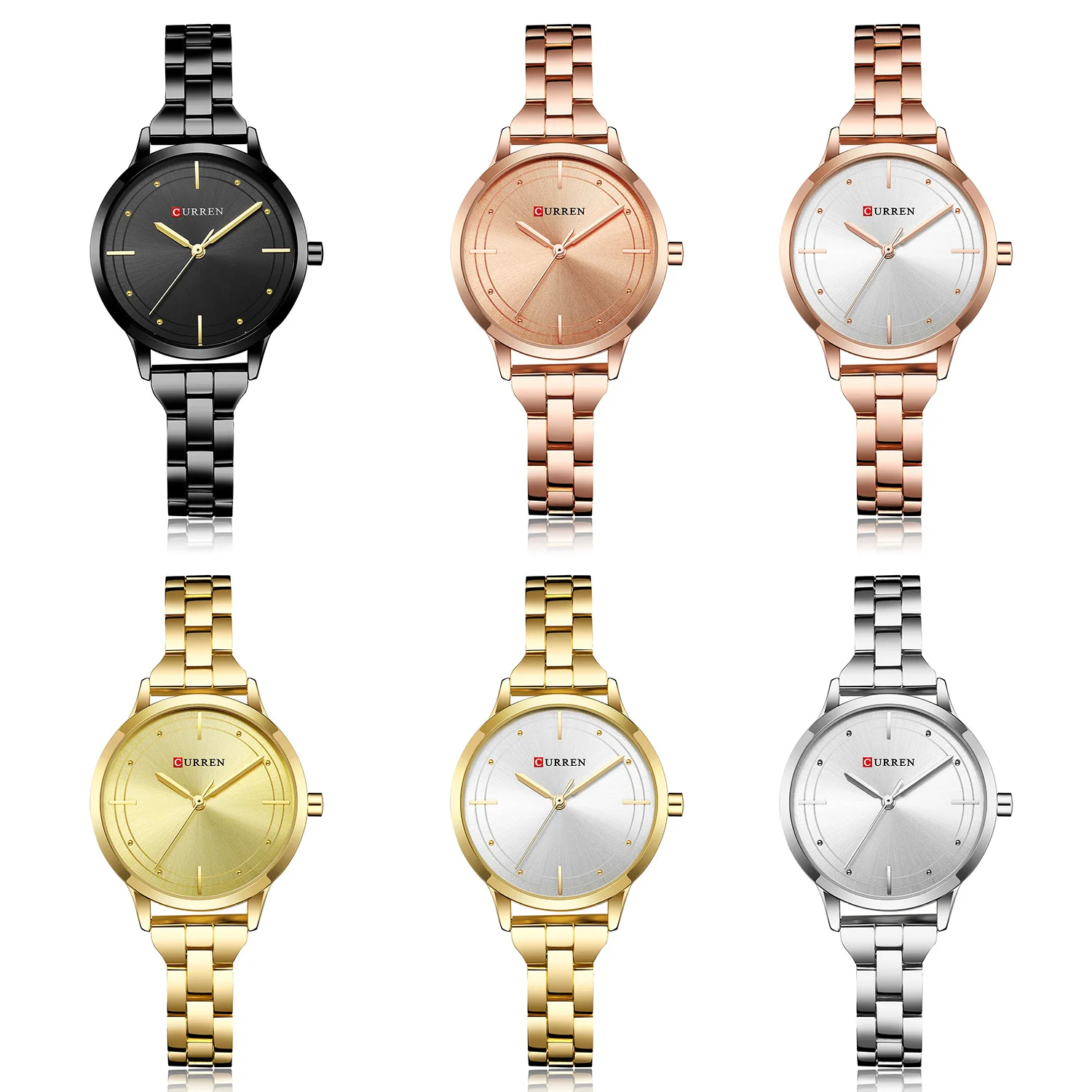 

CURREN 9019 Top brand luxury women watch high quality movement quartz watch leather strap fashion wristwatch, 6 colors