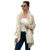 

High Quality Open Tassel Ponchs Lady Knit Cardigan Faux Fur Cardigan For Women