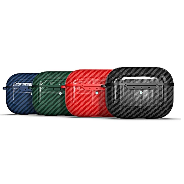 Free Ship Ultra Thin Shockproof Carbon Fiber TPU Protective Case for Apple AirPods Pro with Hook Wireless Charging